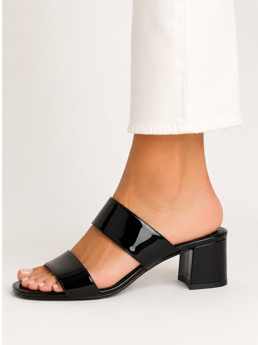 Paul Green Open-Toe Pumps - Black Patent Leather